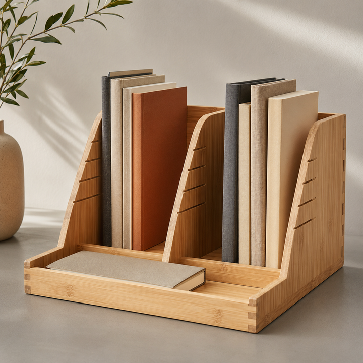 Modular Bamboo Book Organizer