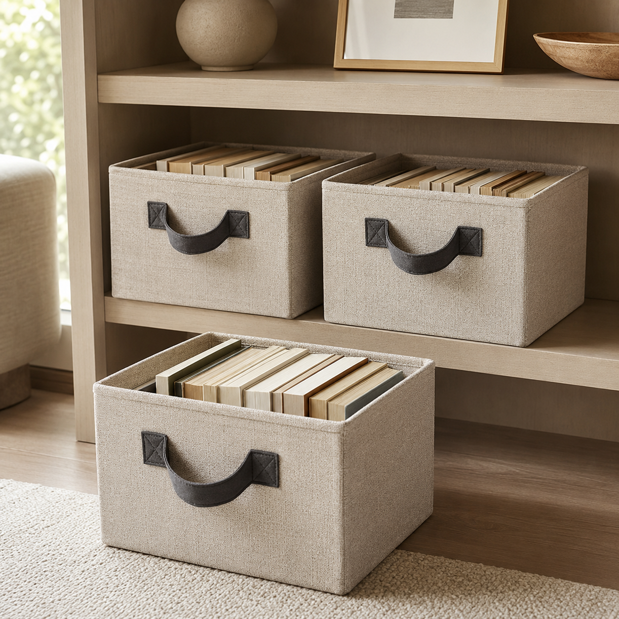 Collapsible Book Storage Bins — Set of 3