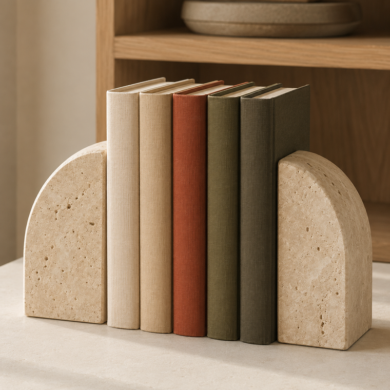 Travertine Arch Bookends — Set of 2
