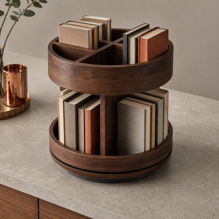 Rotating Walnut Book Display
