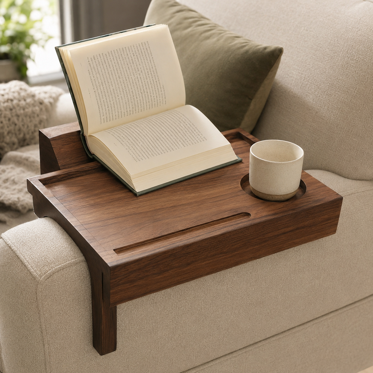 Walnut Sofa Reading Tray