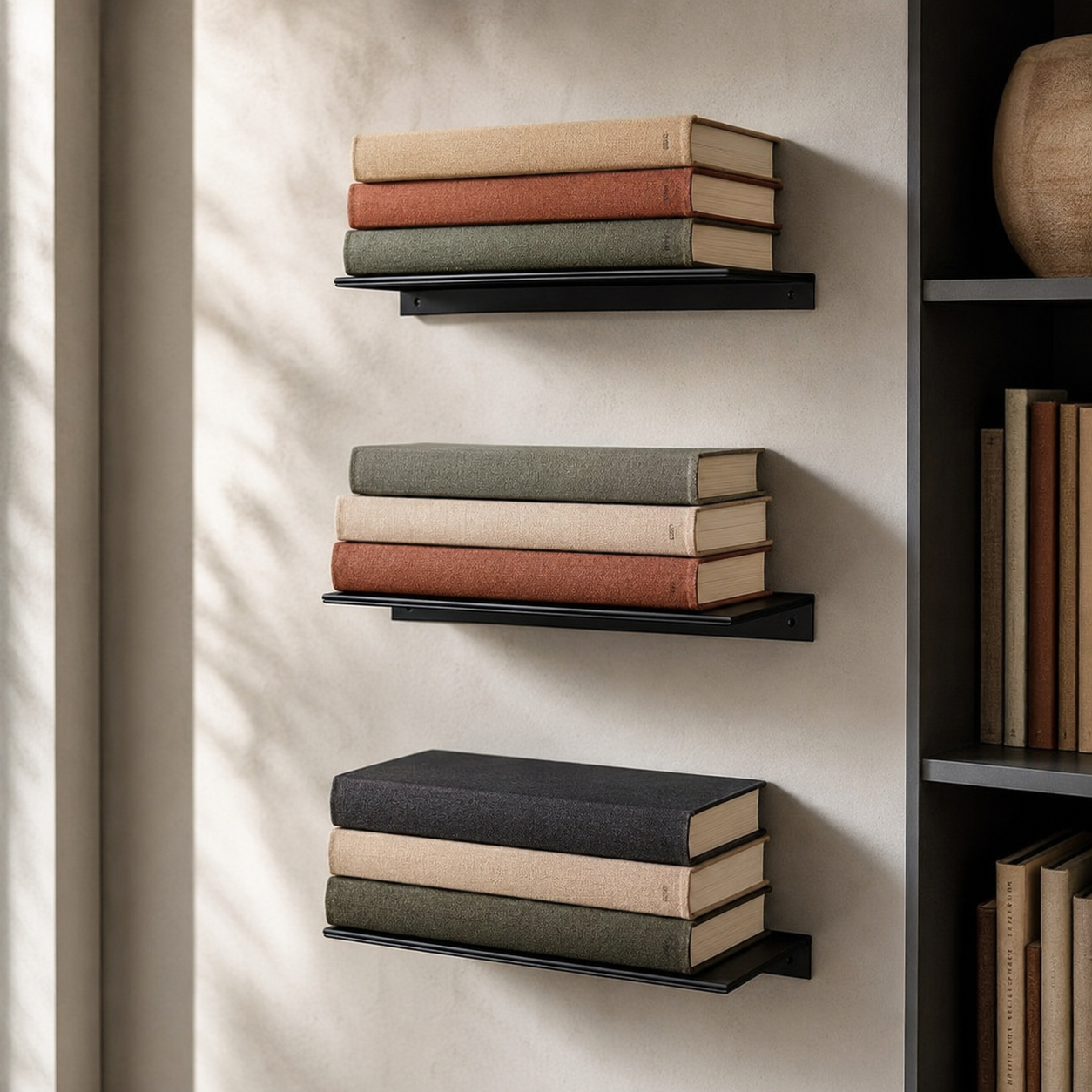 Concealed Floating Book Shelves — Set of 3