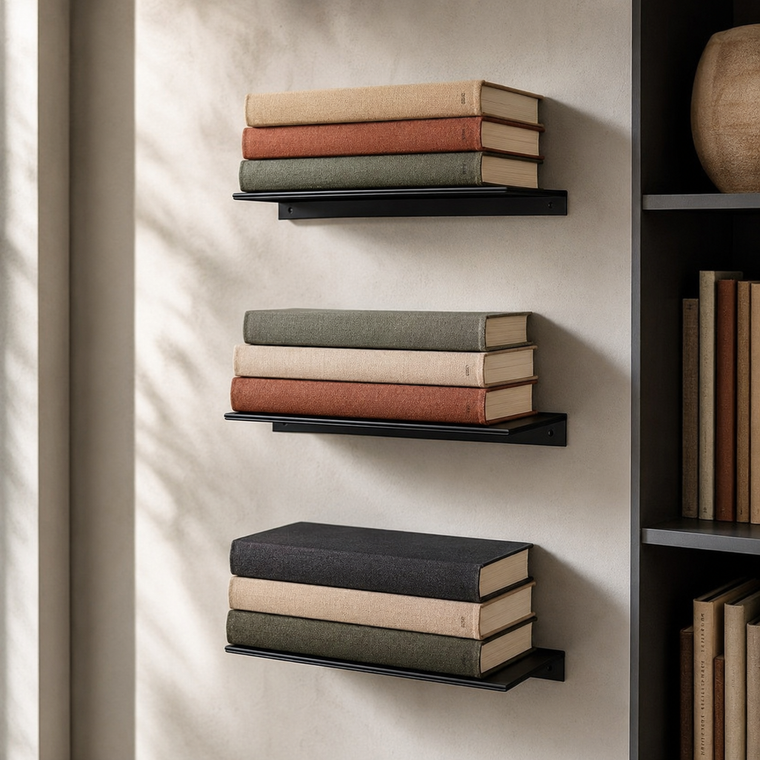 Concealed Floating Book Shelves — Set of 3